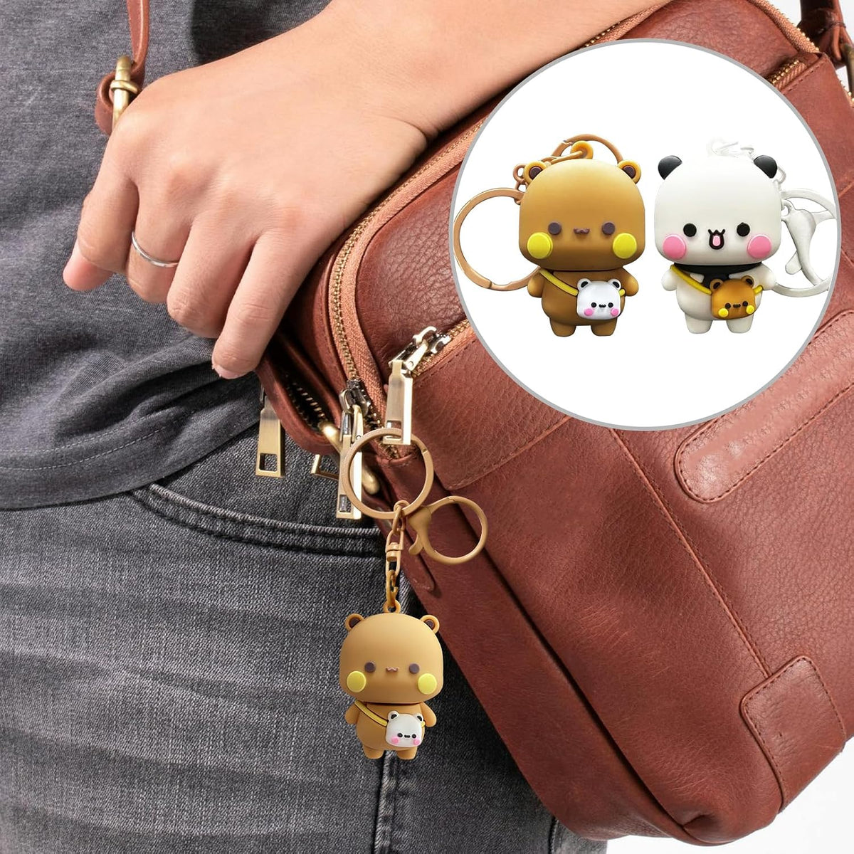 2PCS BuBuuu and Duduuu Cute Keychains,Mini Kawaii Cartoon Statue Figurine Key Chain for Women Girl Backpack