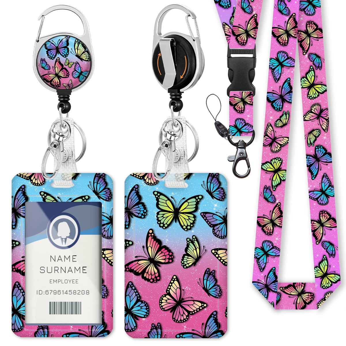 Gctriki Ocean Lanyards for ID Badges, Badge Holder Retractable Reel Clip