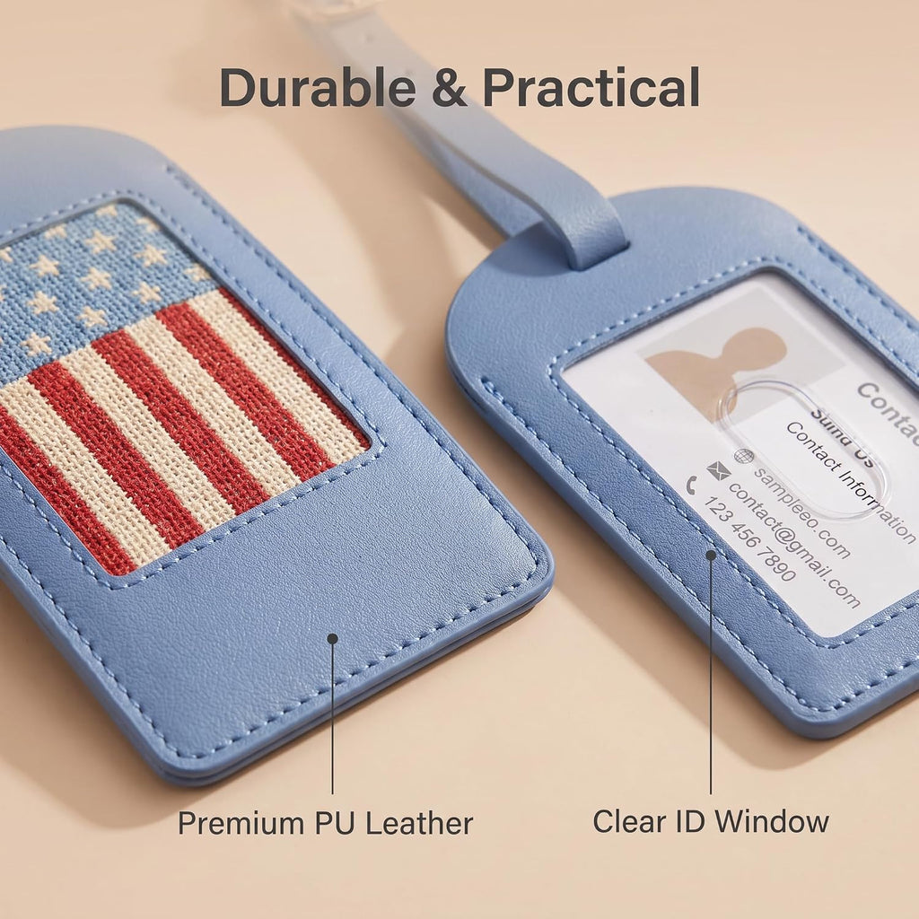 10PCS Self Finishing Needlepoint Luggage Tag Blanks PU Leather Luggage Tags with 1.77 x 2.68 Inch Canvas Opening Clear ID Window DIY Travel Tags