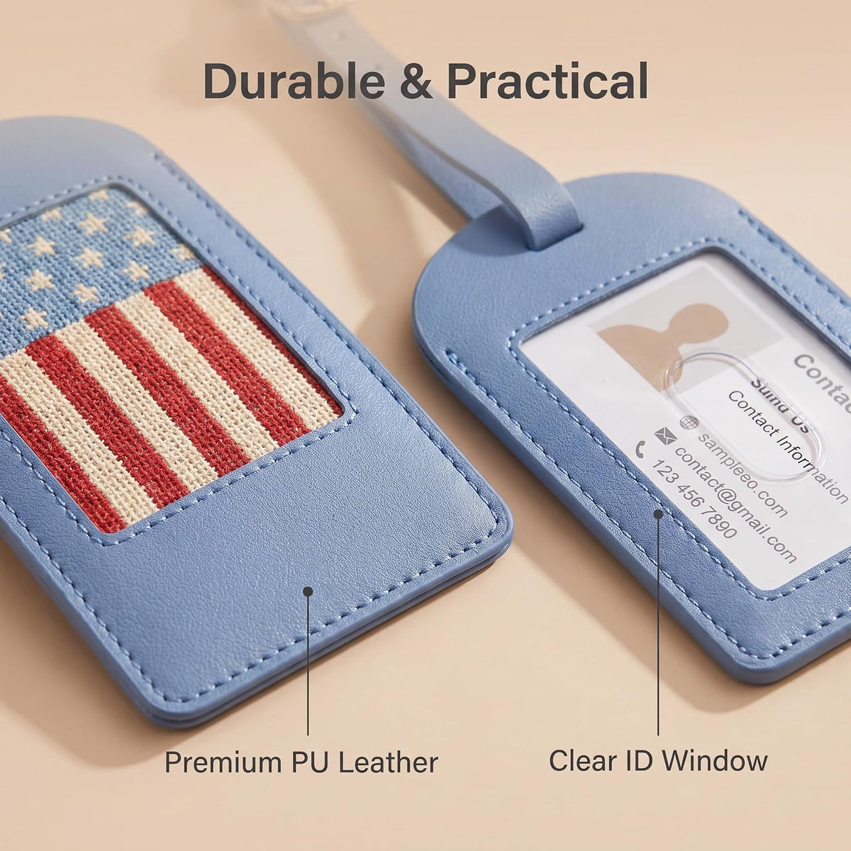 10PCS Self Finishing Needlepoint Luggage Tag Blanks PU Leather Luggage Tags with 1.77 x 2.68 Inch Canvas Opening Clear ID Window DIY Travel Tags