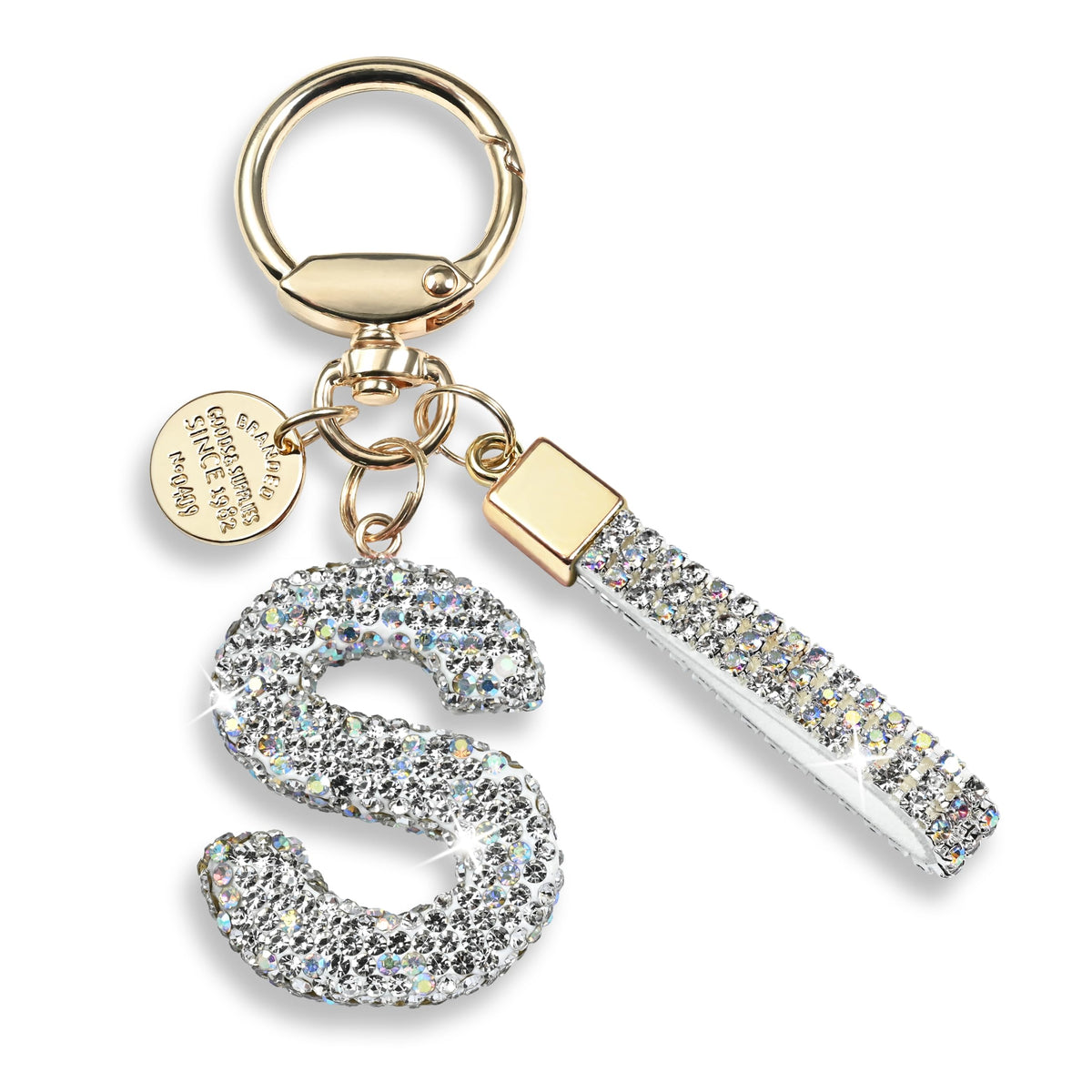 JINGUAZI Bling Initial Letter Keychain Bag Charms for Women