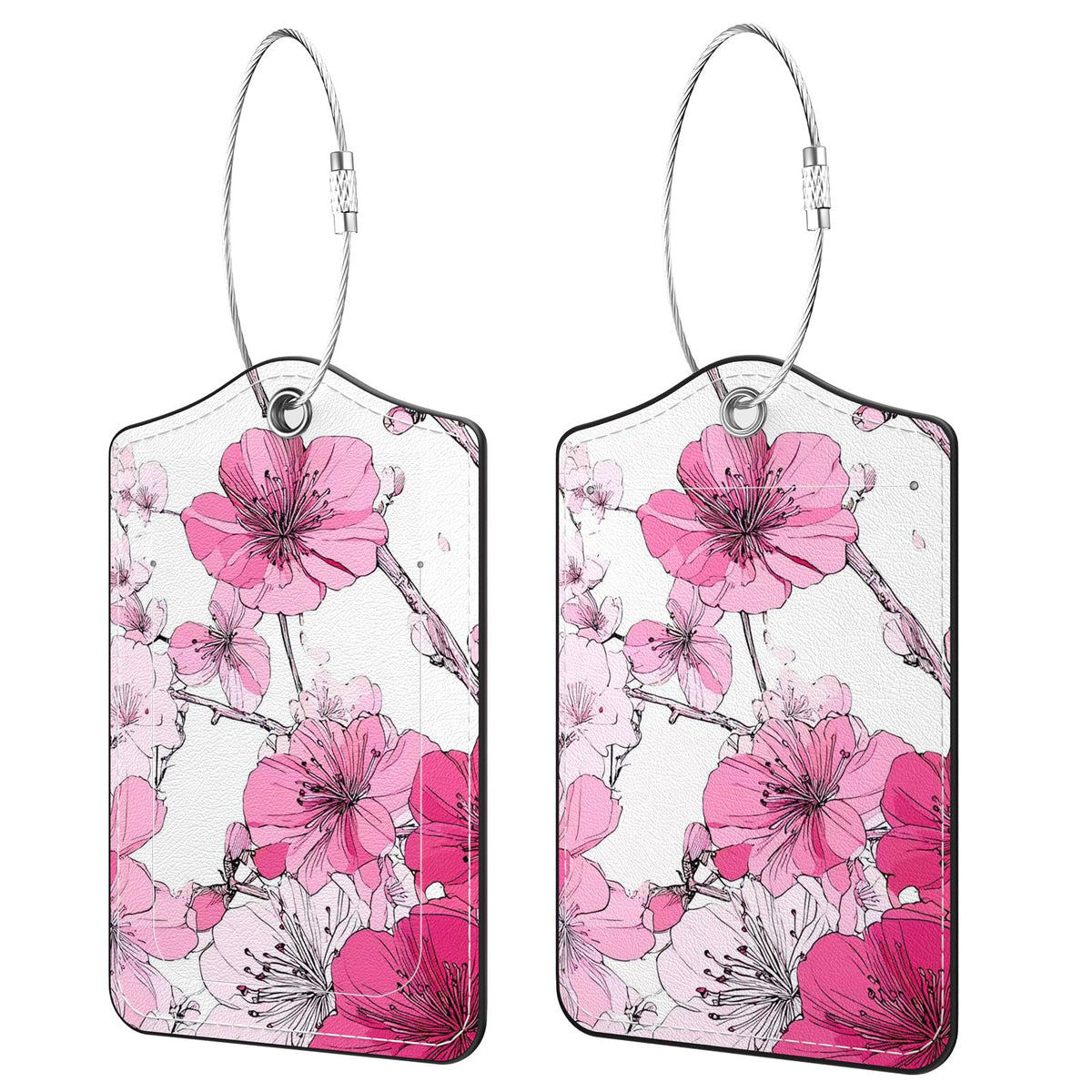 2 Pack PU Leather Luggage Tags for Suitcases, Black Gold Marble