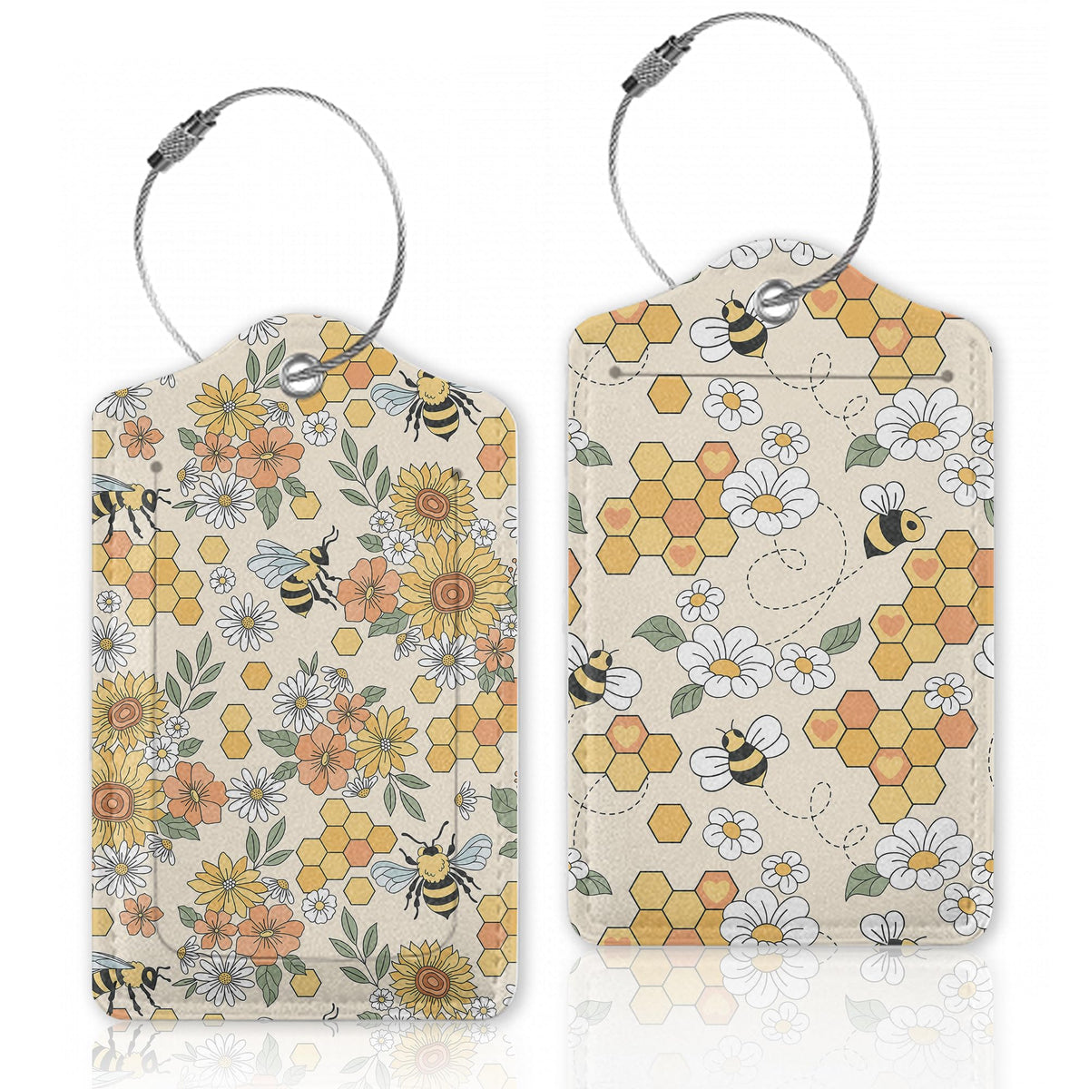 Cute Red Cherry with Flower Luggage Tags for Suitcase,Luggage Tag with Stainless Steel Loop Privacy Cover Id Label Travel Bag Luggage Identifiers for Women Men Travel,Set of 2