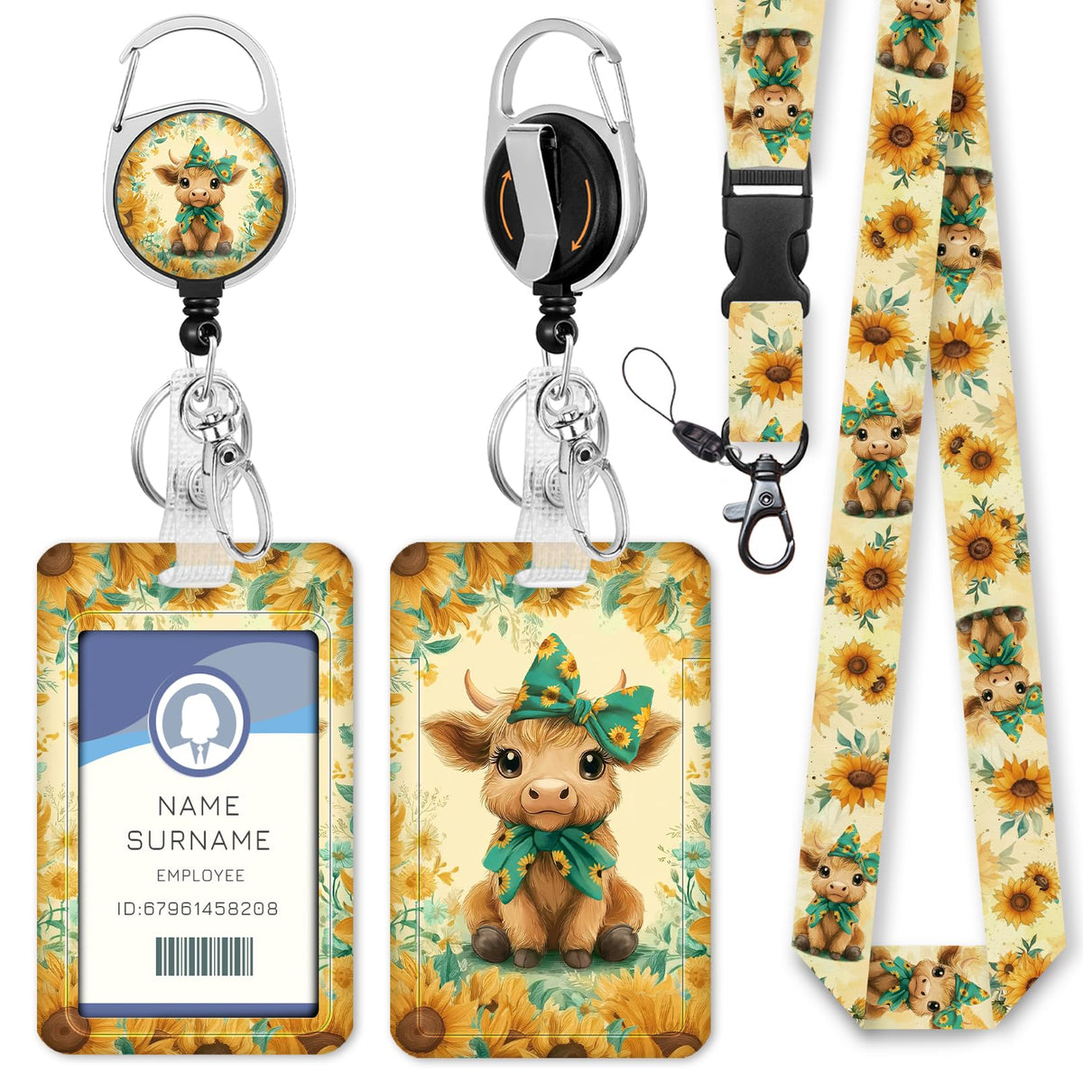 Gctriki Ocean Lanyards for ID Badges, Badge Holder Retractable Reel Clip