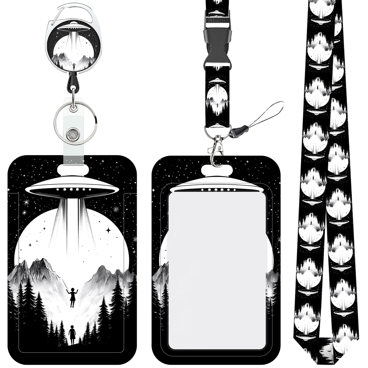 Cartoon Mushrooms Chickens Lanyards for ID Badges Retractable Removable Neck Lanyard with Badge Reel Vertical ID Work Badge Holder for Badge Holder Nurse Office Teacher