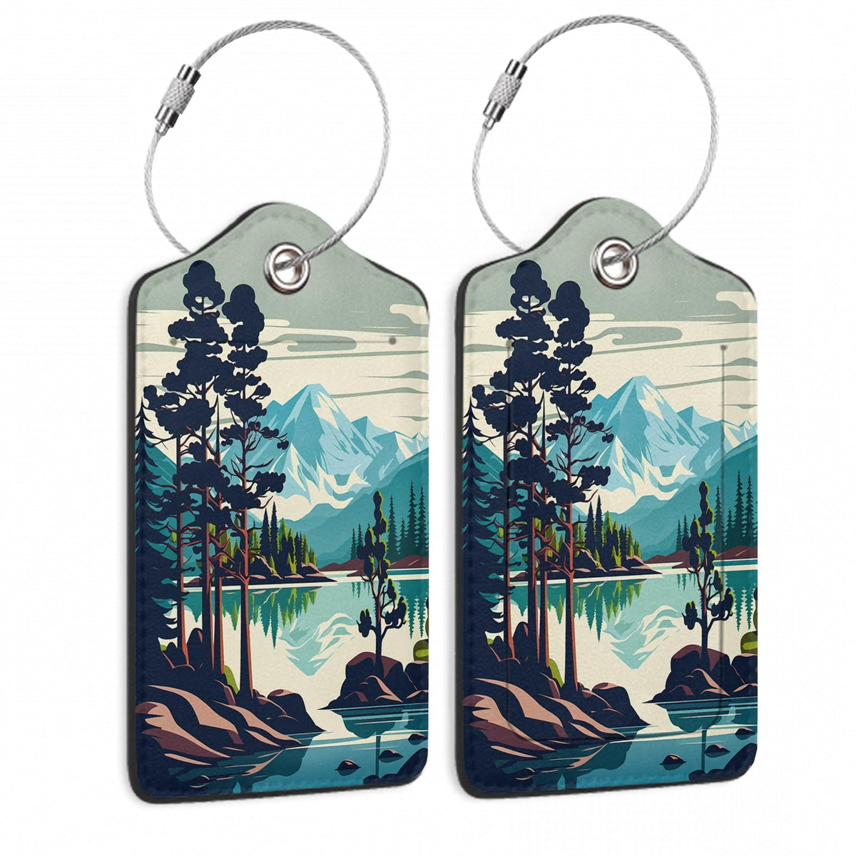 Checkered Luggage Tag,Colorful Retro Wavy Luggage Tags of Set 2 Leather Identifiers Privacy Cover with Stainless Steel Loop for Women Men Travel Bag Suitcase