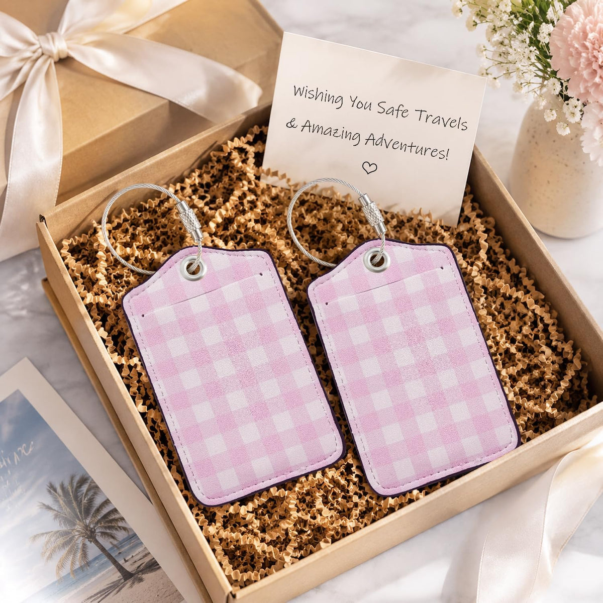 Luggage Tag, Premium Faux Leather Travel ID Tag, Stylish Suitcase Accessory
