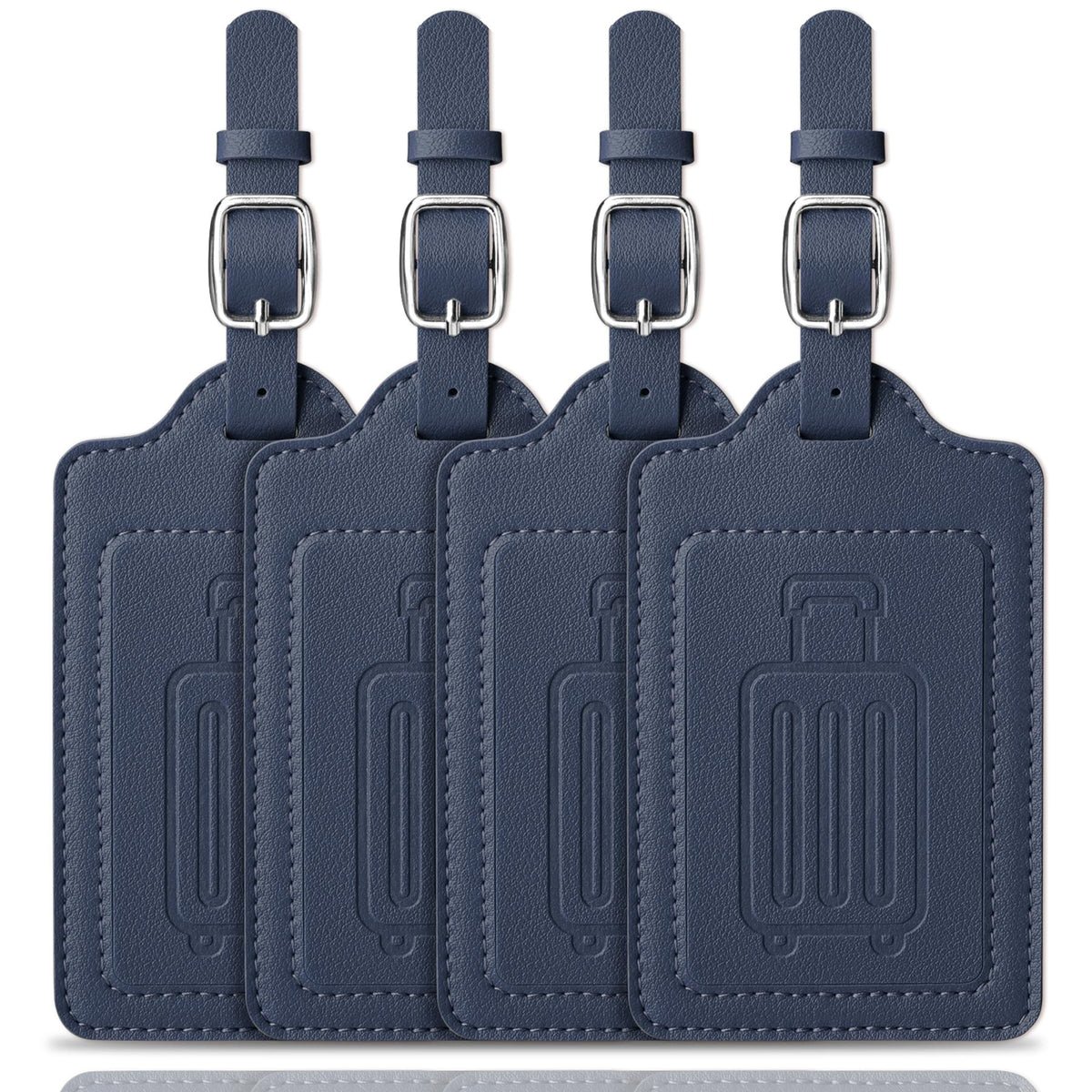 Teskyer Leather Luggage Tags for Suitcases, 2 Pack, Black