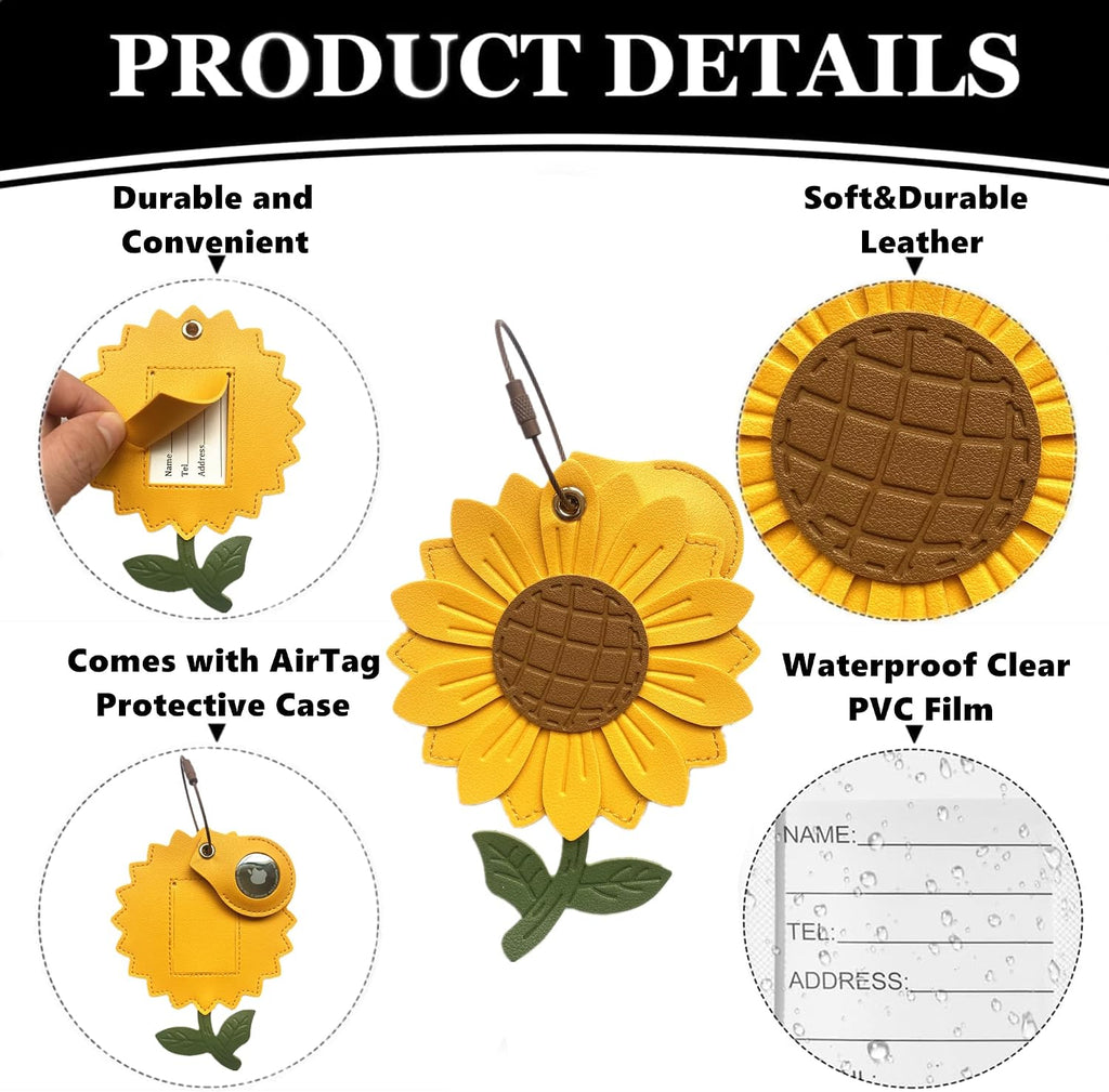 PU Leather Luggage Tag with Airtag Holder Case Set and Name ID Label