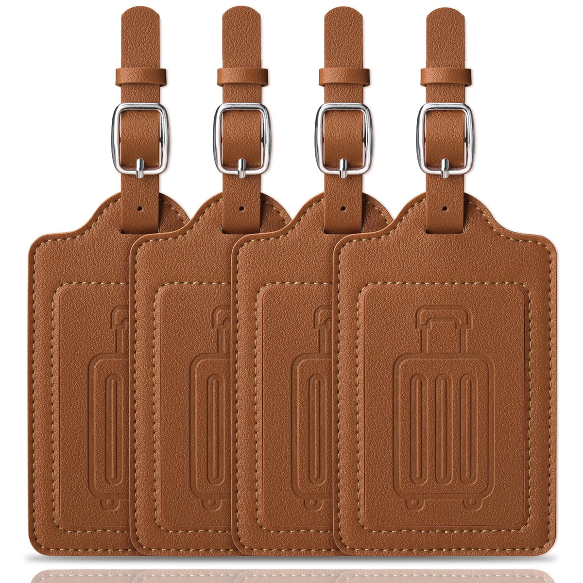Teskyer Leather Luggage Tags for Suitcases, 2 Pack, Black