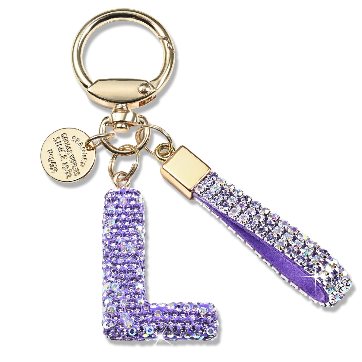 JINGUAZI Bling Initial Letter Keychain Bag Charms for Women