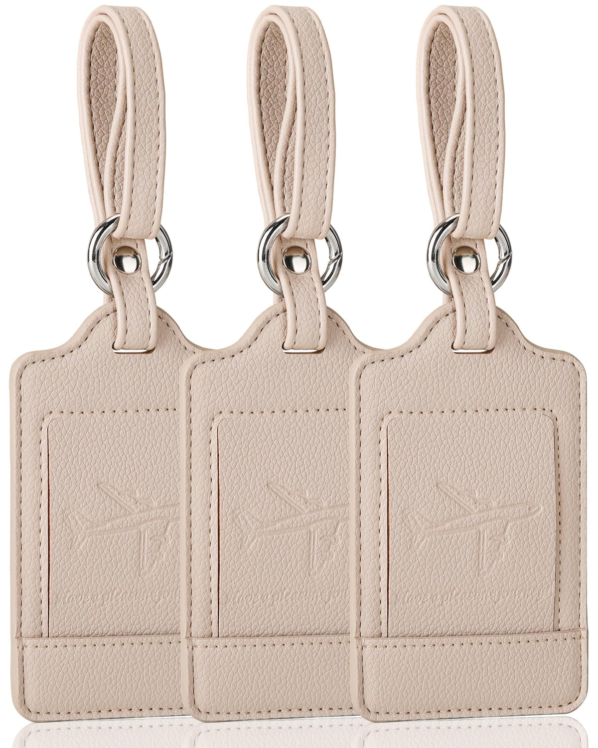 Teskyer Leather Luggage Tags for Suitcases, 3 Pack, Black