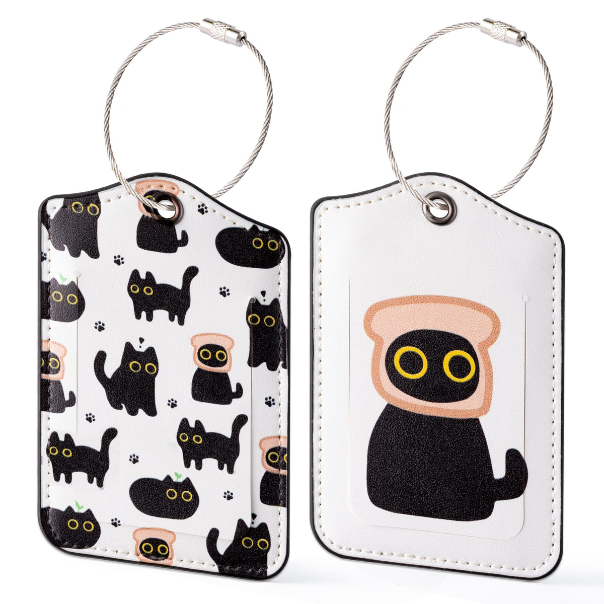 Laffact Butter Stick Luggage Tag - 2Sets Funny Kitchen Inspired Airport ID Badge Tag, Double Fabric PU Leather Luggage Label Information Card Steel Loop for Suitcases Handbags Backpacks Birthday Gifts