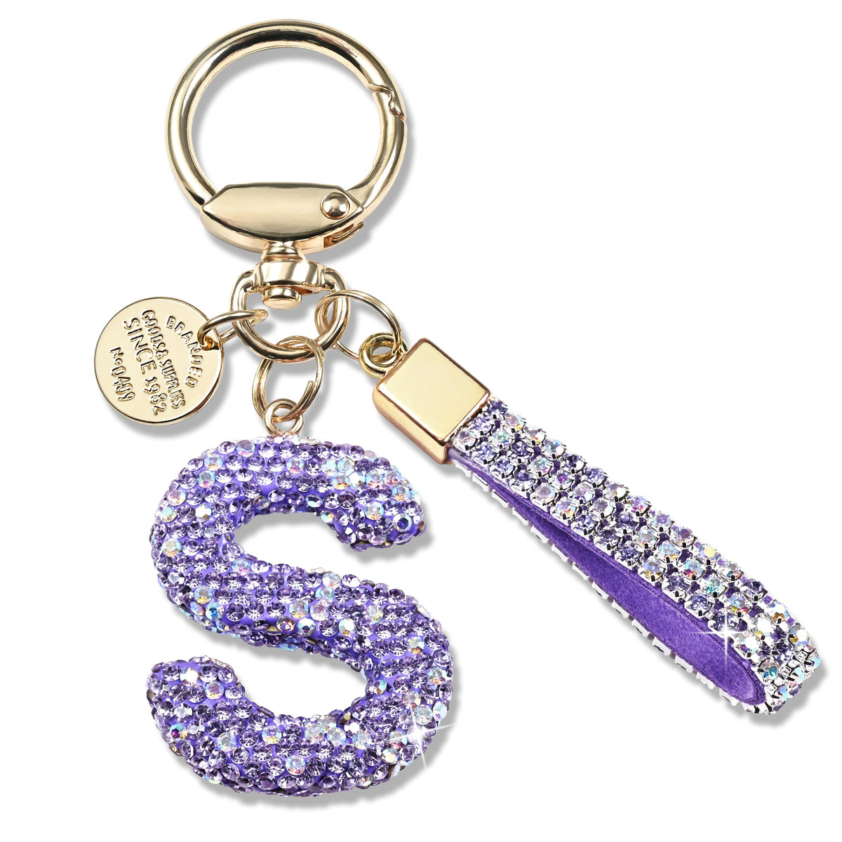 JINGUAZI Bling Initial Letter Keychain Bag Charms for Women