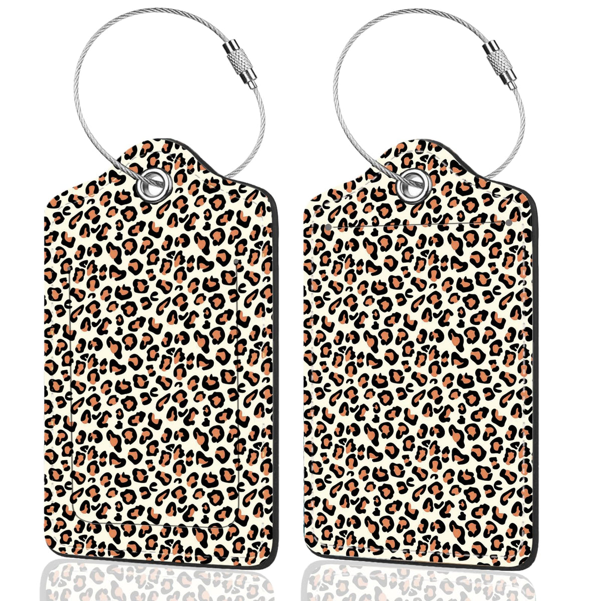 2Pack Luggage Tags for Suitcases, Cute Unique Pu Leather Cruise Luggage Tag with Privacy Cover ID Label Address Card and Metal Ring Suitable for Women Men Kids Travel Bag Linear Flower