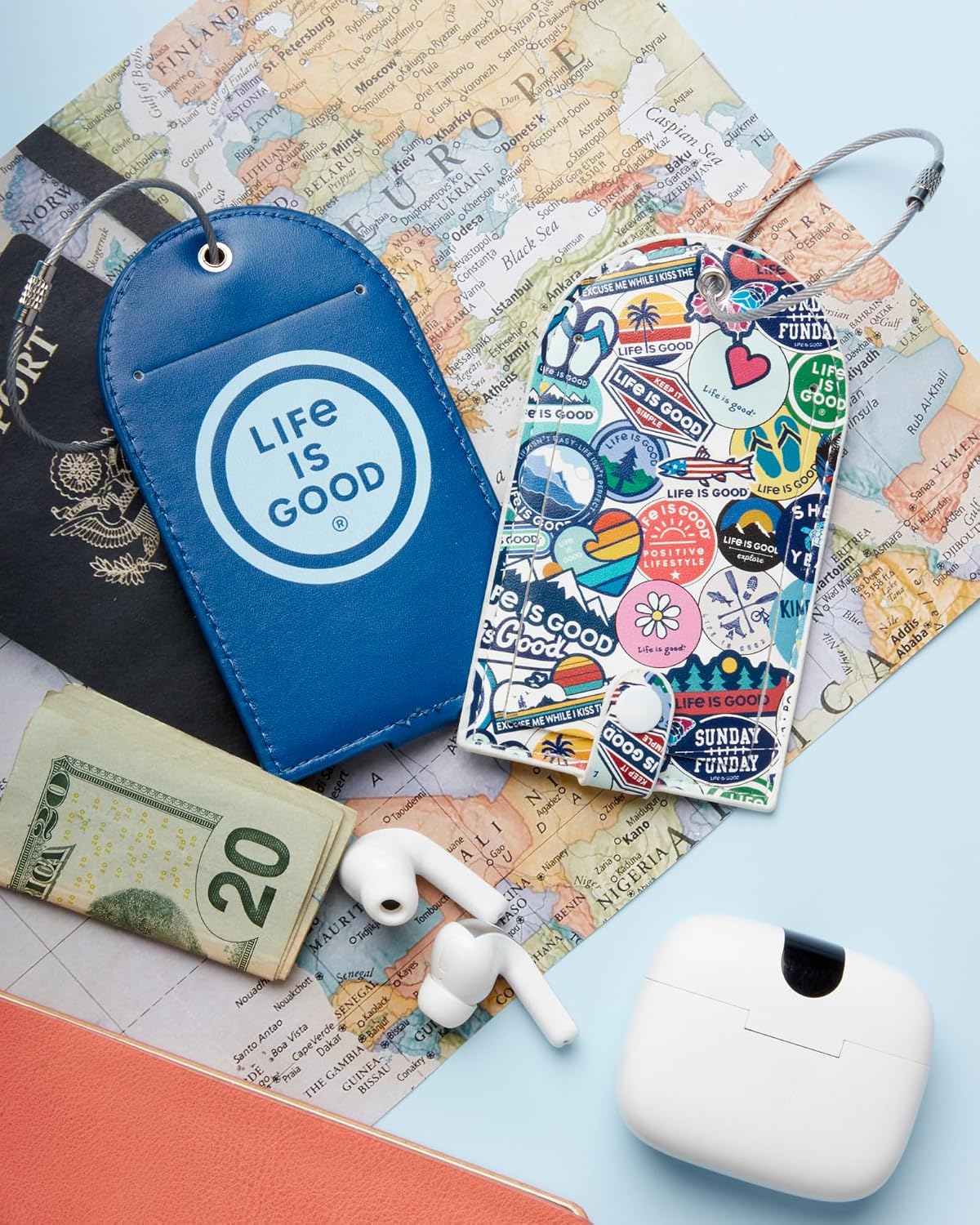 LIFE IS GOOD 2 Piece Vegan Leather Luggage Tags