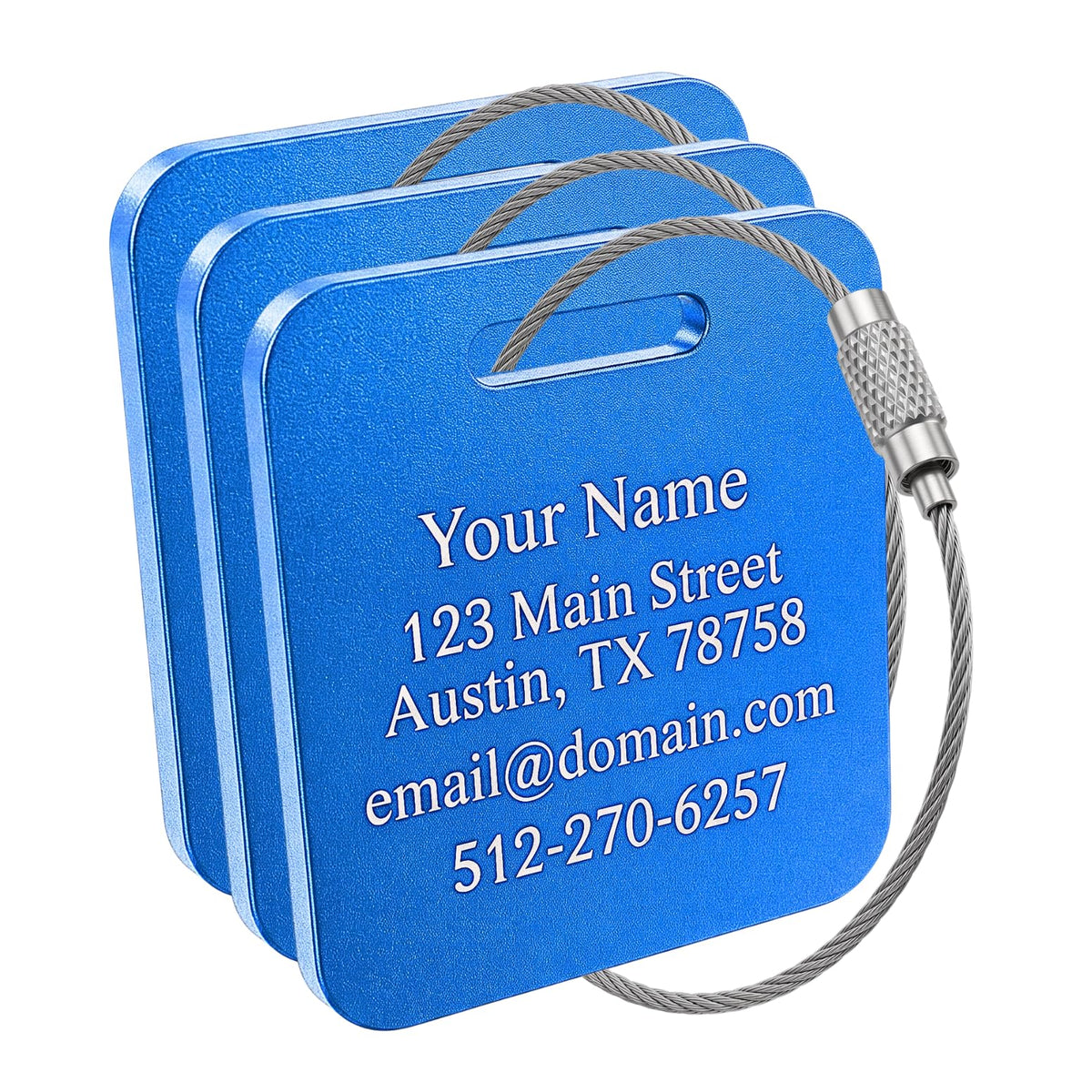 Custom Metal Luggage Tags (3 or 6 Pack) - Personalized Unique Suitcase & Backpack Travel, Durable, Waterproof & Heavy Duty (Orange)