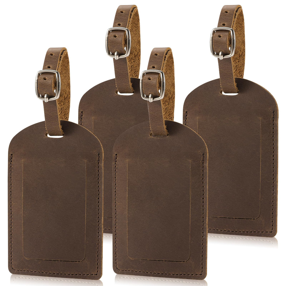 Ringsun Genuine Leather Luggage Tag for Suitcases ID Tags Bag Tags for Luggage (2 Pack)