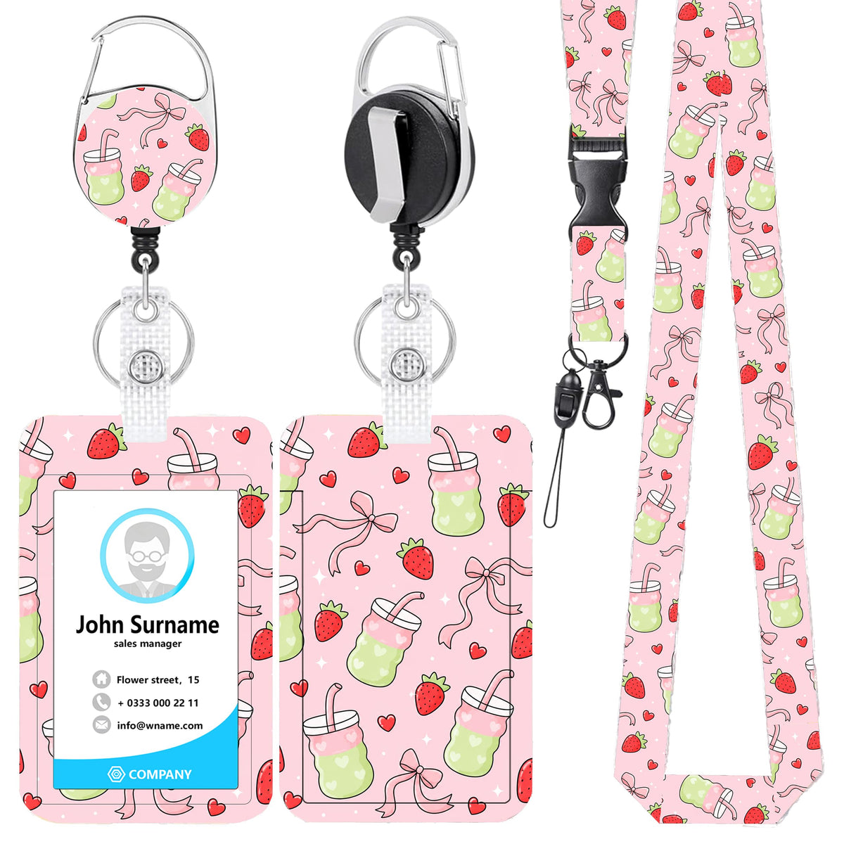 Funny Banana Badge Reel and Lanyard Set for Women, Retractable Badge Holder with Vertical ID Card Holder, Cute Cartoon Fruit Design, Fun Office Accessories Gift