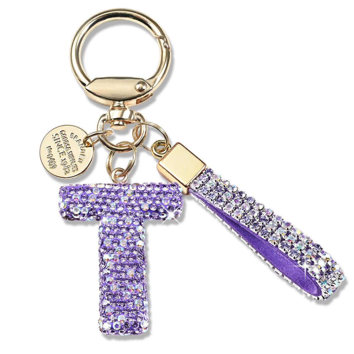 JINGUAZI Bling Initial Letter Keychain Bag Charms for Women