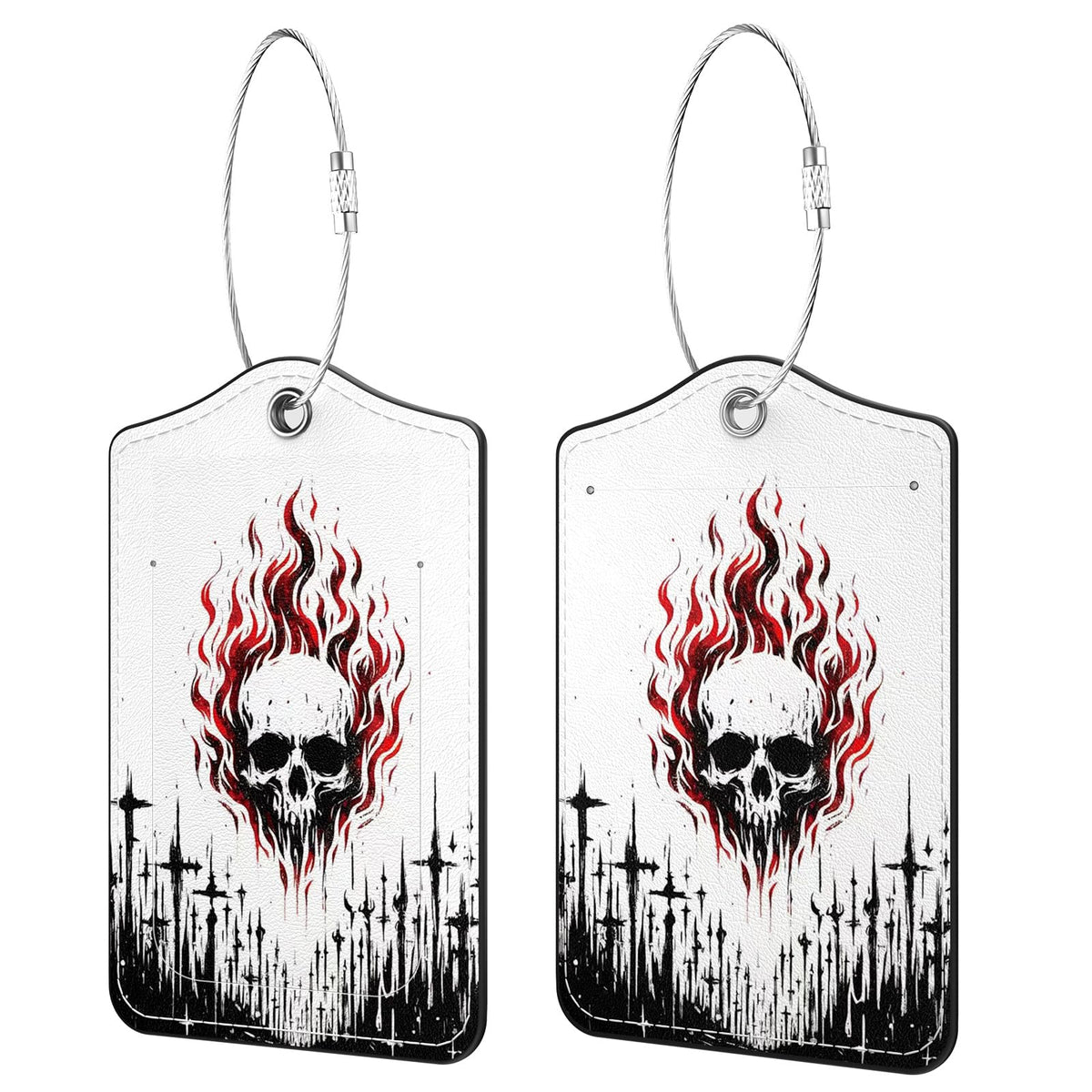 2 Pack PU Leather Luggage Tags for Suitcases, Black Gold Marble