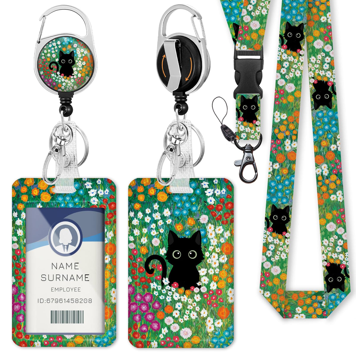 Gctriki Ocean Lanyards for ID Badges, Badge Holder Retractable Reel Clip