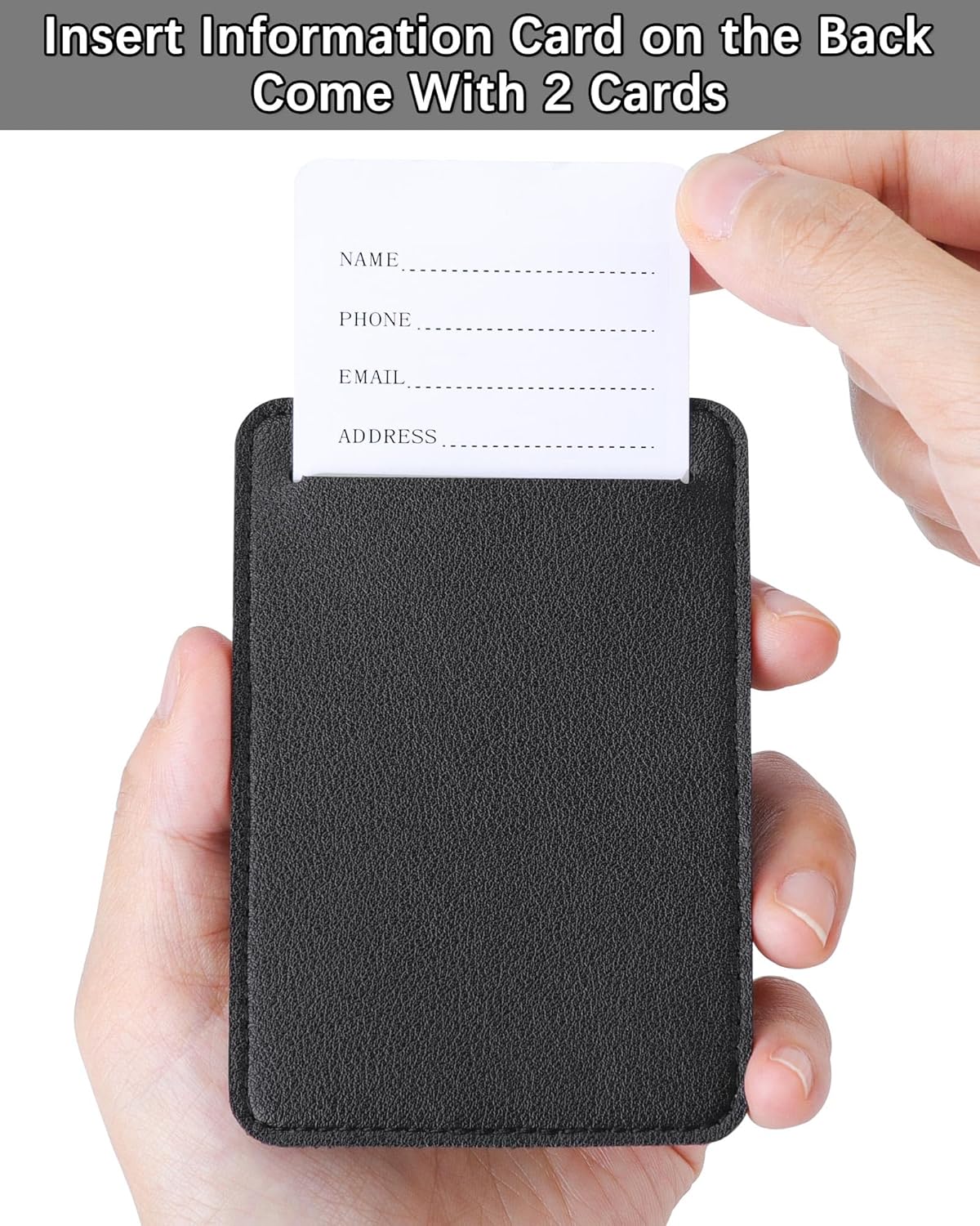 Teskyer Leather Luggage Tags for Suitcases, 2 Pack, Black
