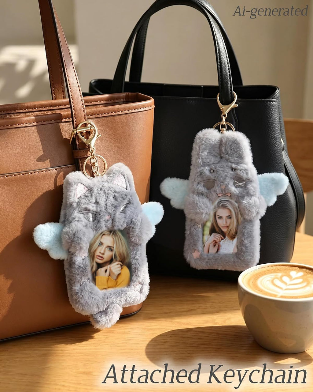 2 Pack Plush Kpop Photocard Holder with Keychain