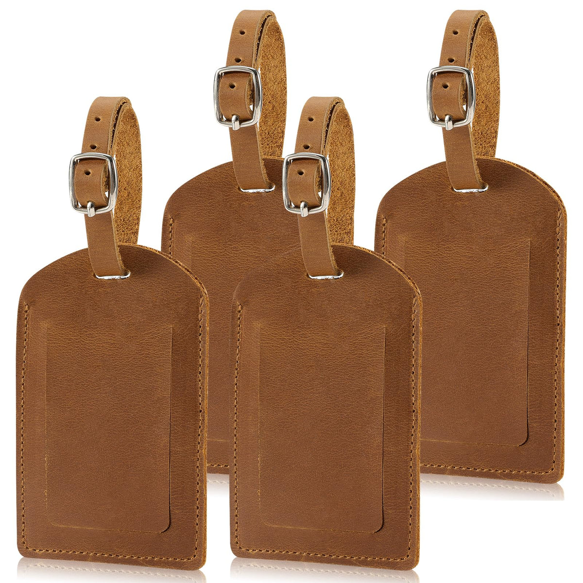 Ringsun Genuine Leather Luggage Tag for Suitcases ID Tags Bag Tags for Luggage (6 Pack)