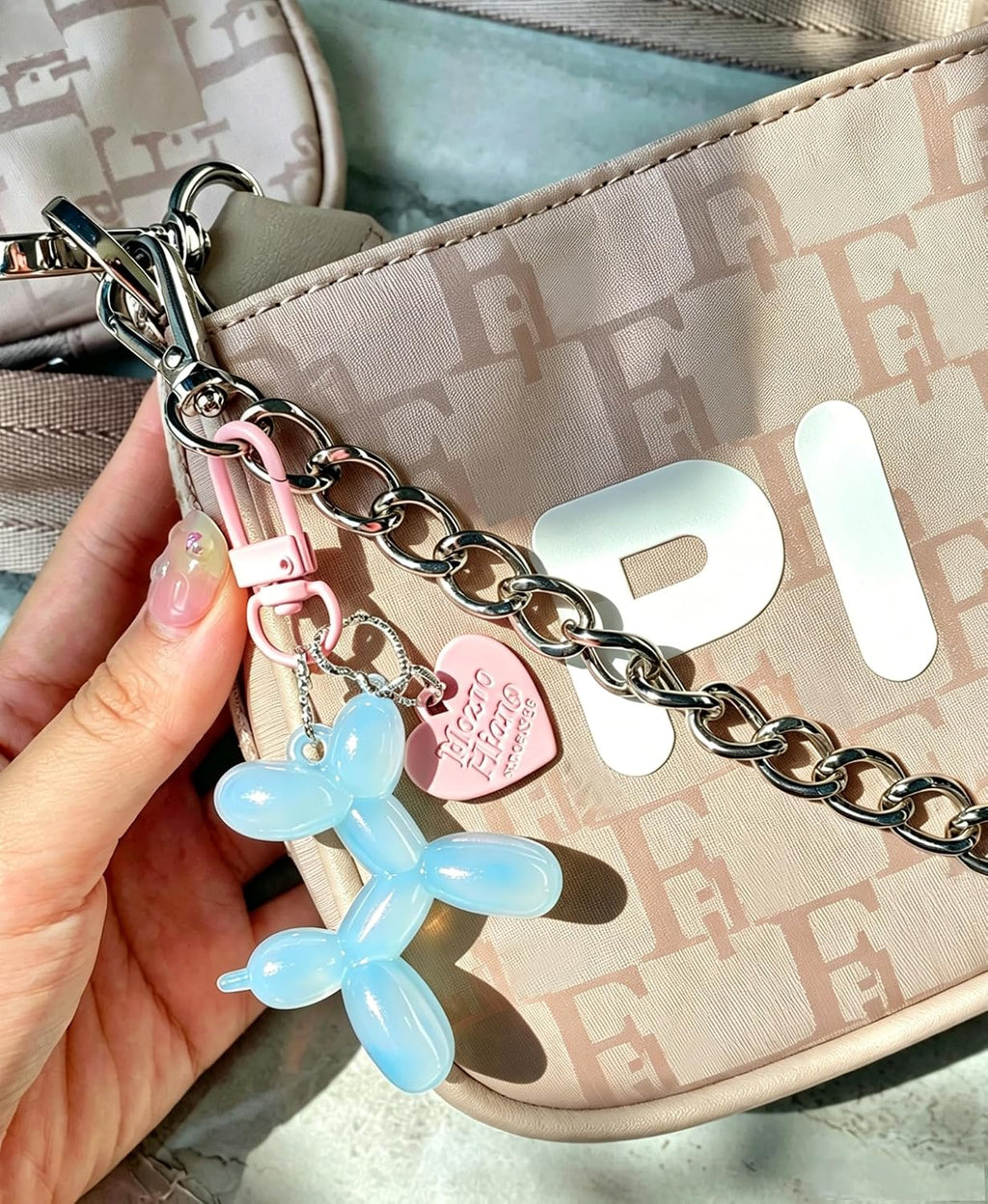 LAEKOU Jelly Balloon Dog Keychain for Women, Cute Bag Charms Key Chain