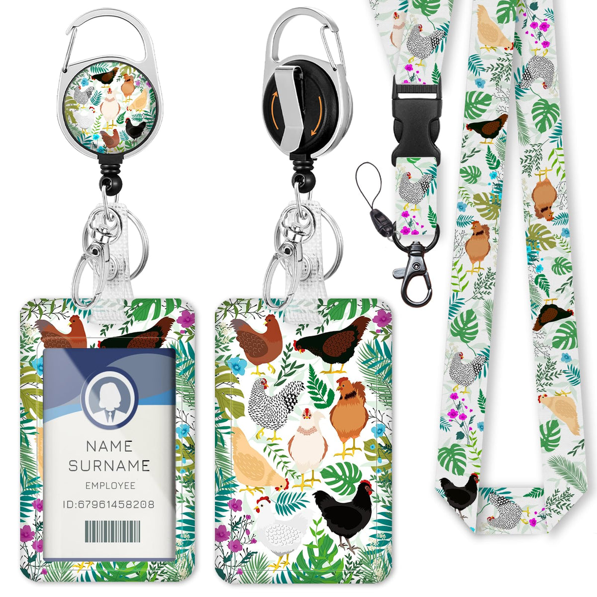 Gctriki Ocean Lanyards for ID Badges, Badge Holder Retractable Reel Clip