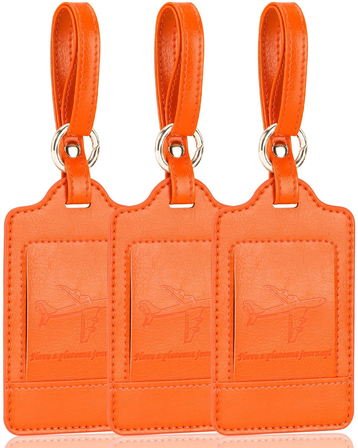 Teskyer Leather Luggage Tags for Suitcases, 3 Pack, Black