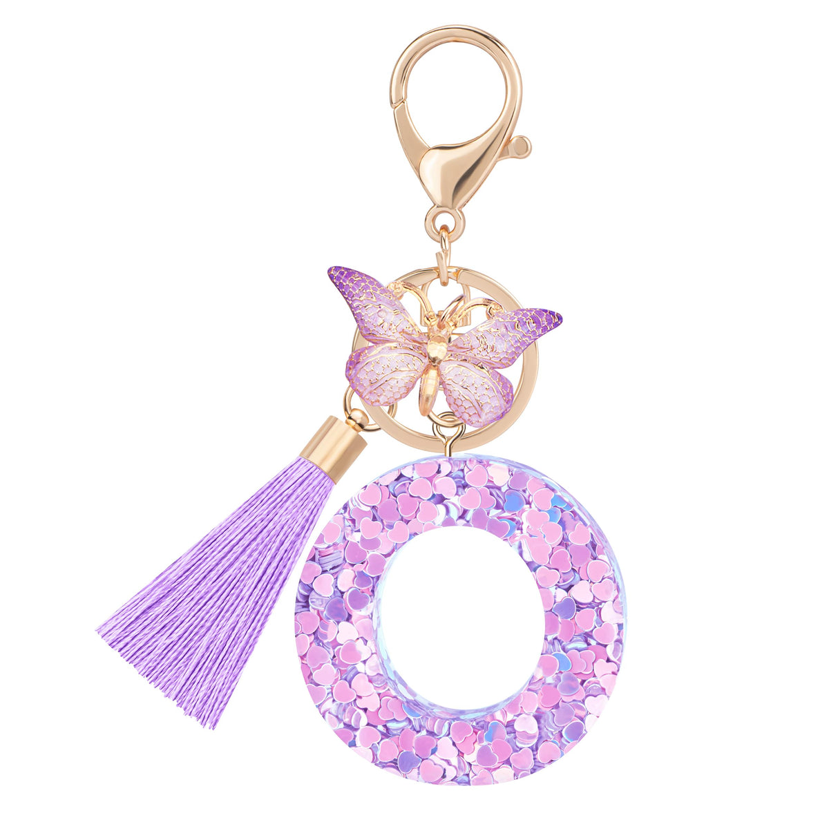 Initial letter Keychains for Women Girls Tassel Butterfly Cute Keychain for Wallet Backpack charm