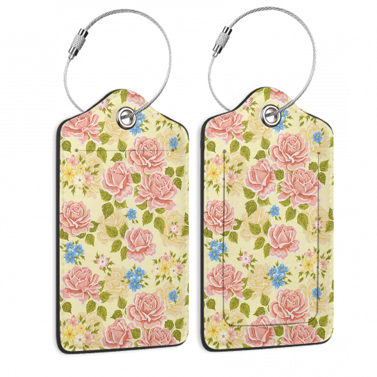 Travel Stamp Luggage Tags for Suitcase,2 Pack Retro Passport Carte Postale Luggage Tag Leather Privacy Cover ID Label with Stainless Steel Loop for Women Men Kids Girls