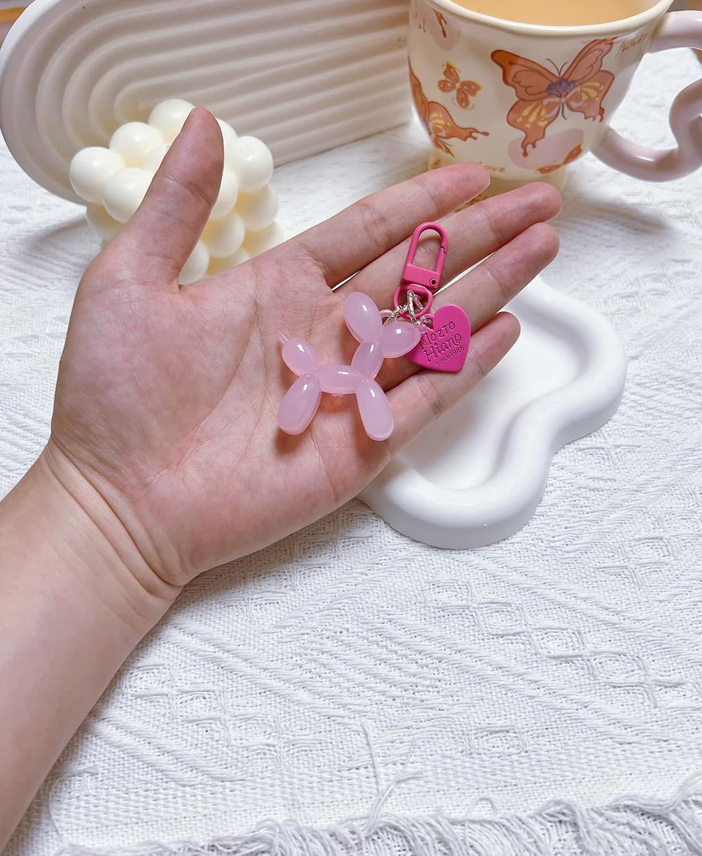 LAEKOU Jelly Balloon Dog Keychain for Women, Cute Bag Charms Key Chain