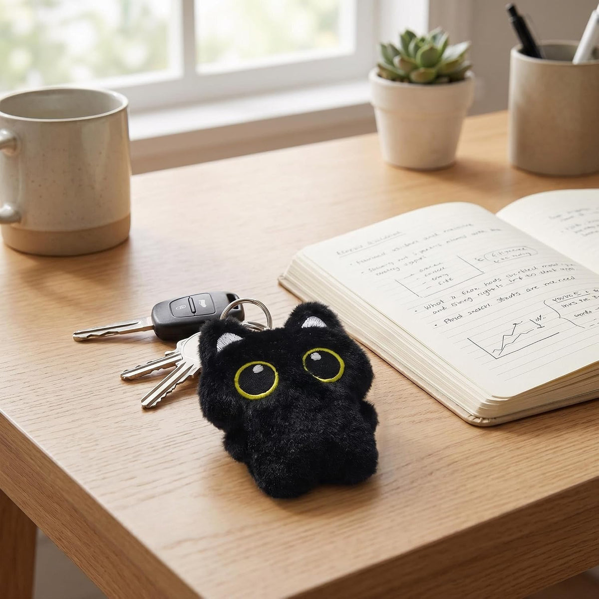 Black Cat Plush Keychain Cute Bag Charm Gift for Women