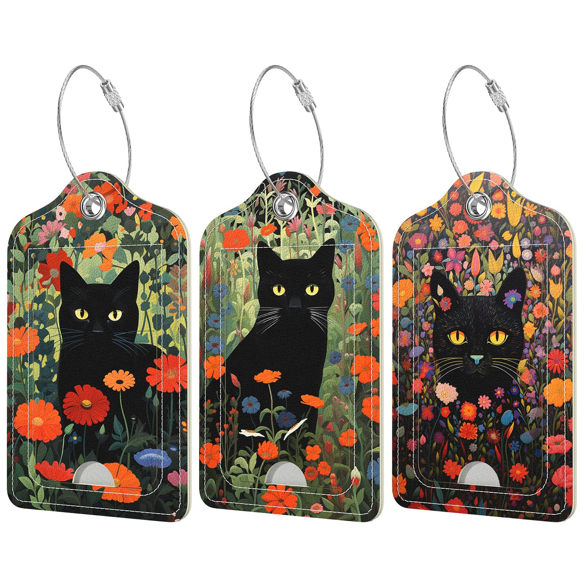 Rimilak 3 Pcs PU Leather Luggage Tags with Privacy Flap, Name ID Label