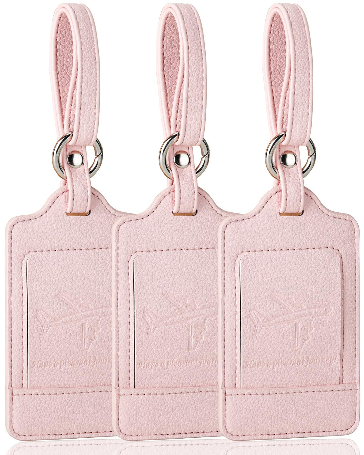 Teskyer Leather Luggage Tags for Suitcases, 3 Pack, Black