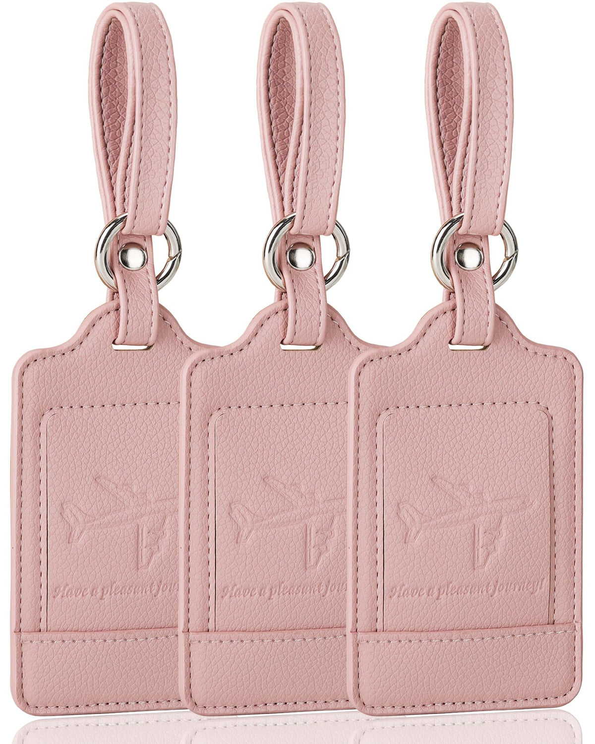Teskyer Leather Luggage Tags for Suitcases, 3 Pack, Black