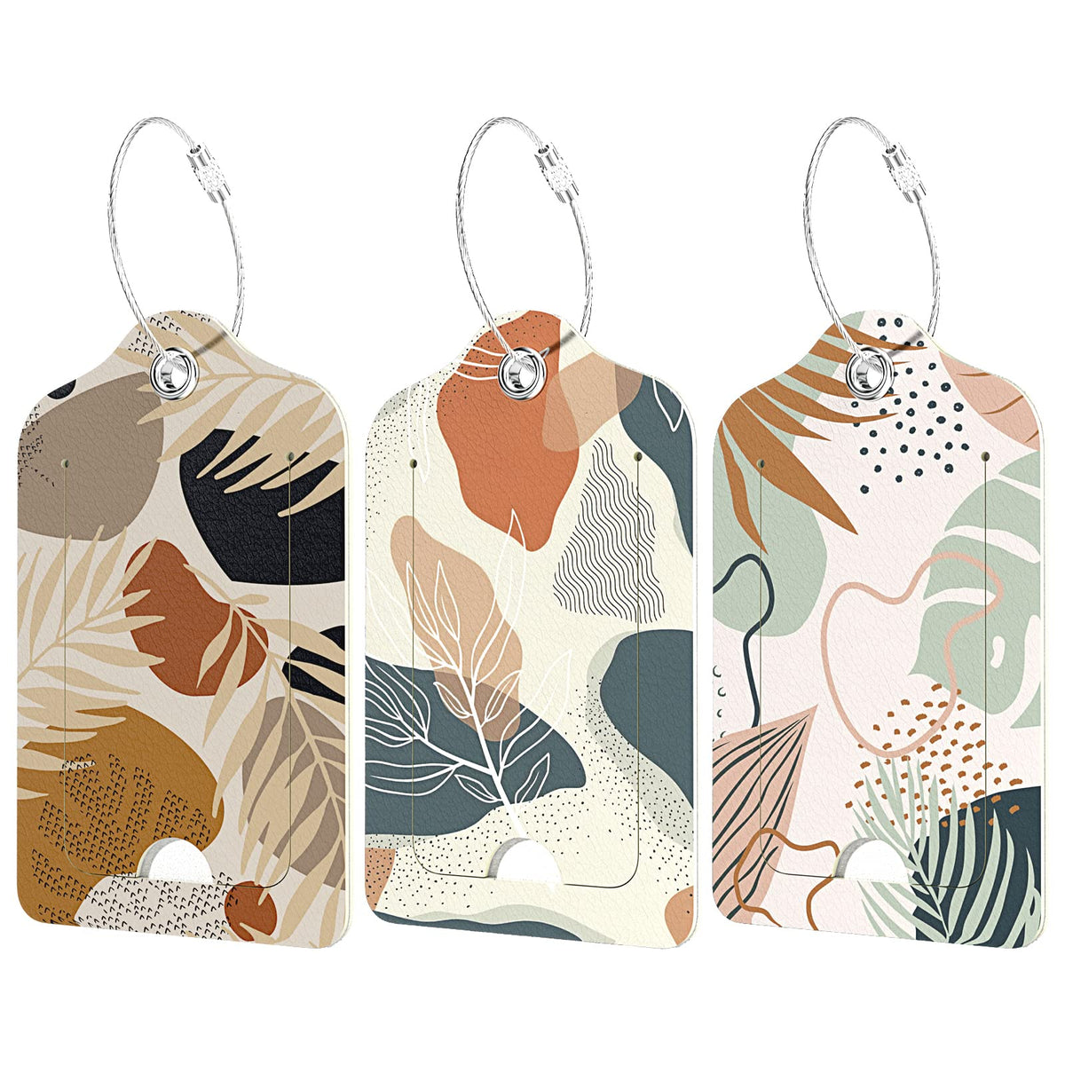 Rimilak 3 Pcs PU Leather Luggage Tags with Privacy Flap, Name ID Label