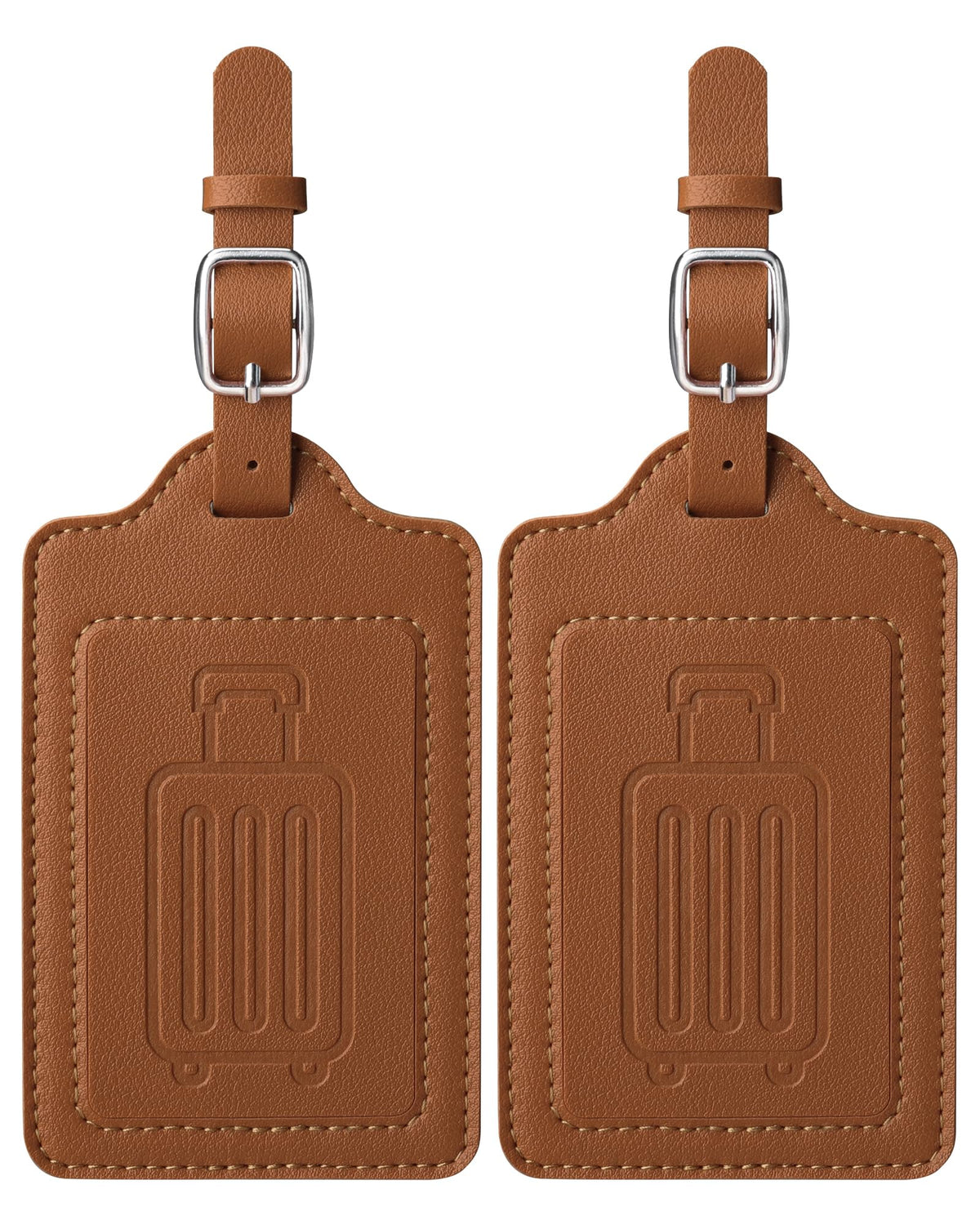 Teskyer Leather Luggage Tags for Suitcases, 2 Pack, Black