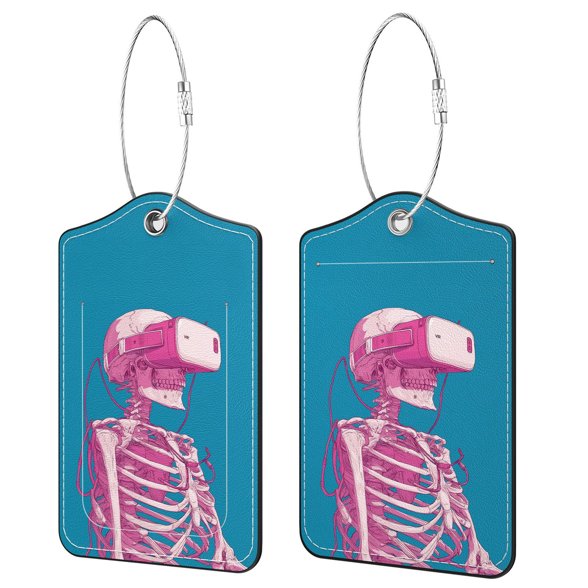 2 Pack PU Leather Luggage Tags for Suitcases, Black Gold Marble