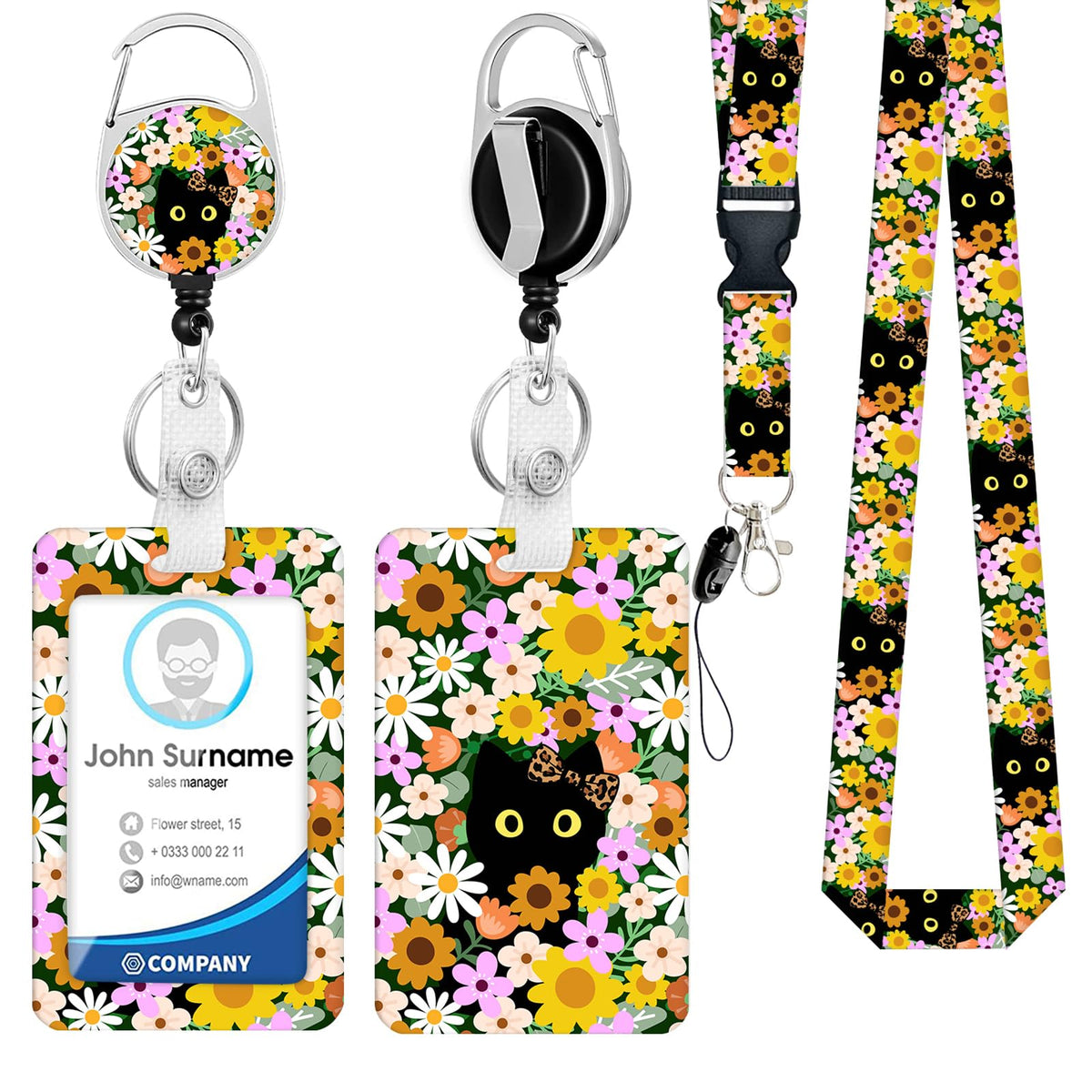 Cute Cartoon Happy Capybaras Breakaway Lanyard for ID Badges with Heavy-Duty Retractable Badge Reel & Carabiner, Adjustable Name Tag Holder for Teachers, Nurses, Students & Office Workers