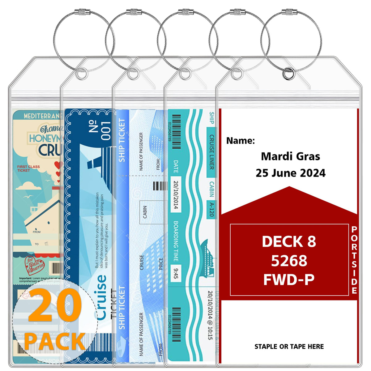 6 Pack Luggage Tags Travel Essentials & Cruise Essentials 2026-2027 for Carnival, NCL, Princess, Costa, MSC Cruise Ships by SEAVILIA