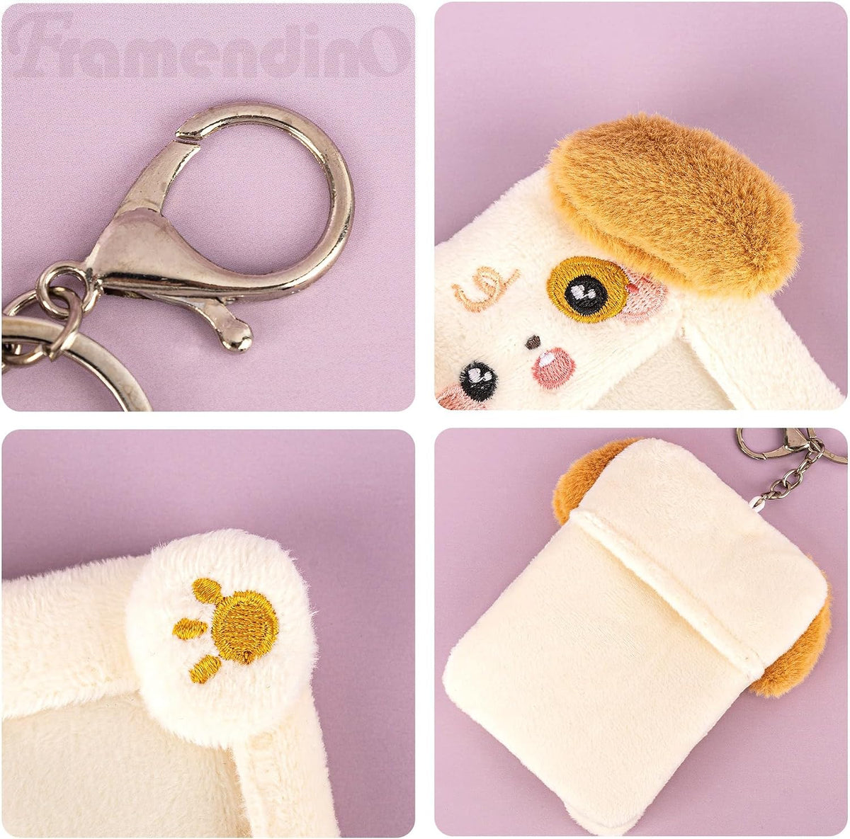 Framendino, Plush Photo Card Holder Keychain Dog Cartoon ID Sleeves for Badge Credit Idol Photos