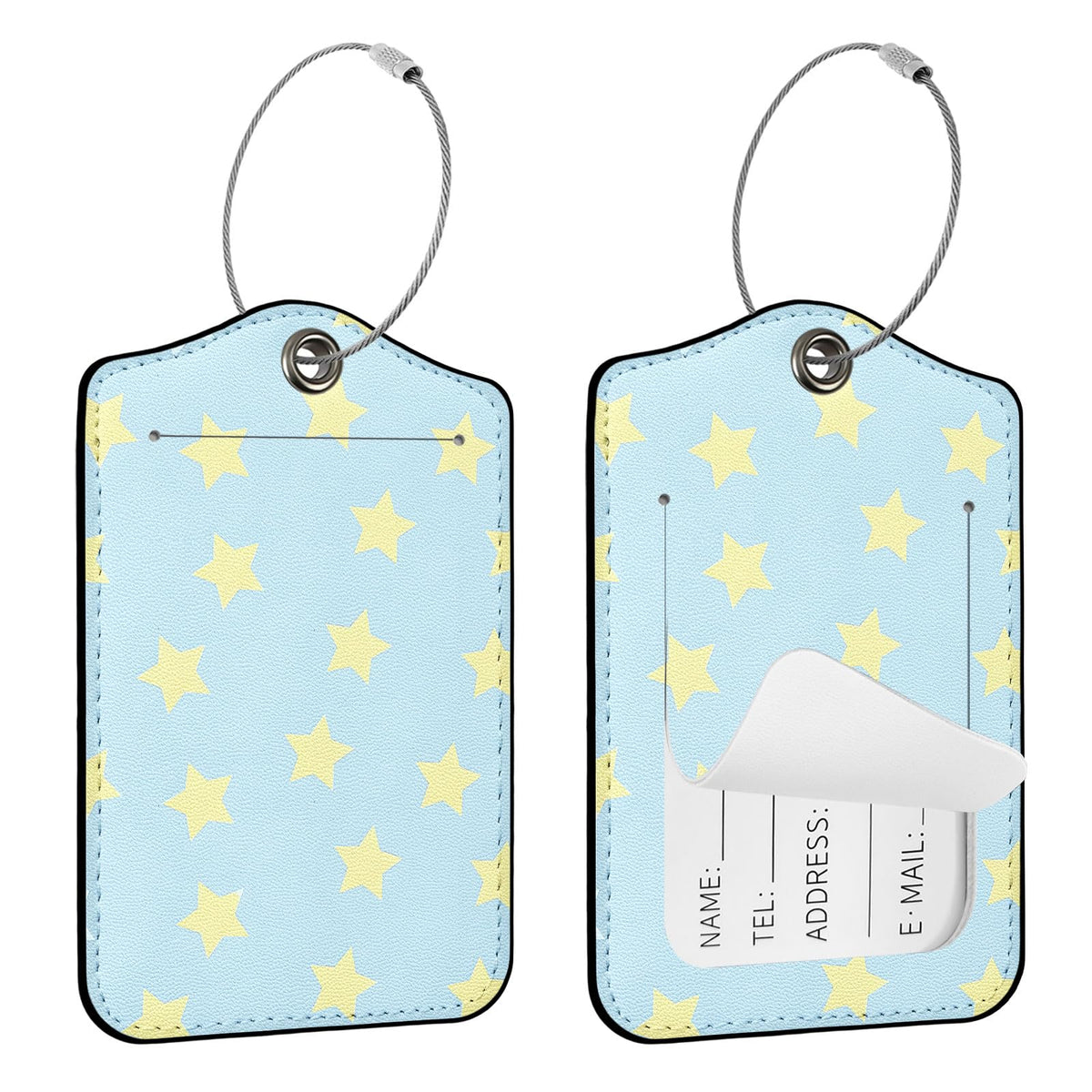 Seorsok 2Pcs Luggage Travel Tags for Suitcases,Cute Color Grids Checkered PU Leather Name Tag with Privacy Cover&ID Label Address Card and Durable Metal Ring Suitable for Men Women Handbags Backpack