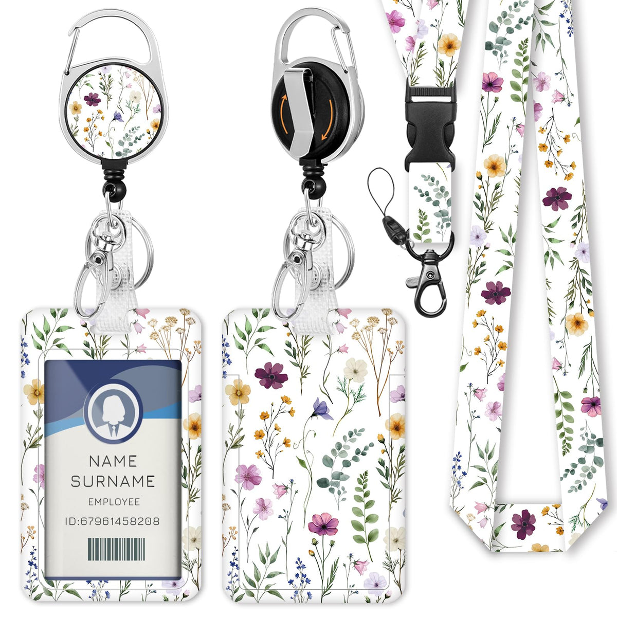 Gctriki Ocean Lanyards for ID Badges, Badge Holder Retractable Reel Clip
