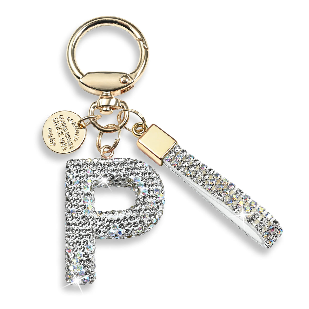 JINGUAZI Bling Initial Letter Keychain Bag Charms for Women