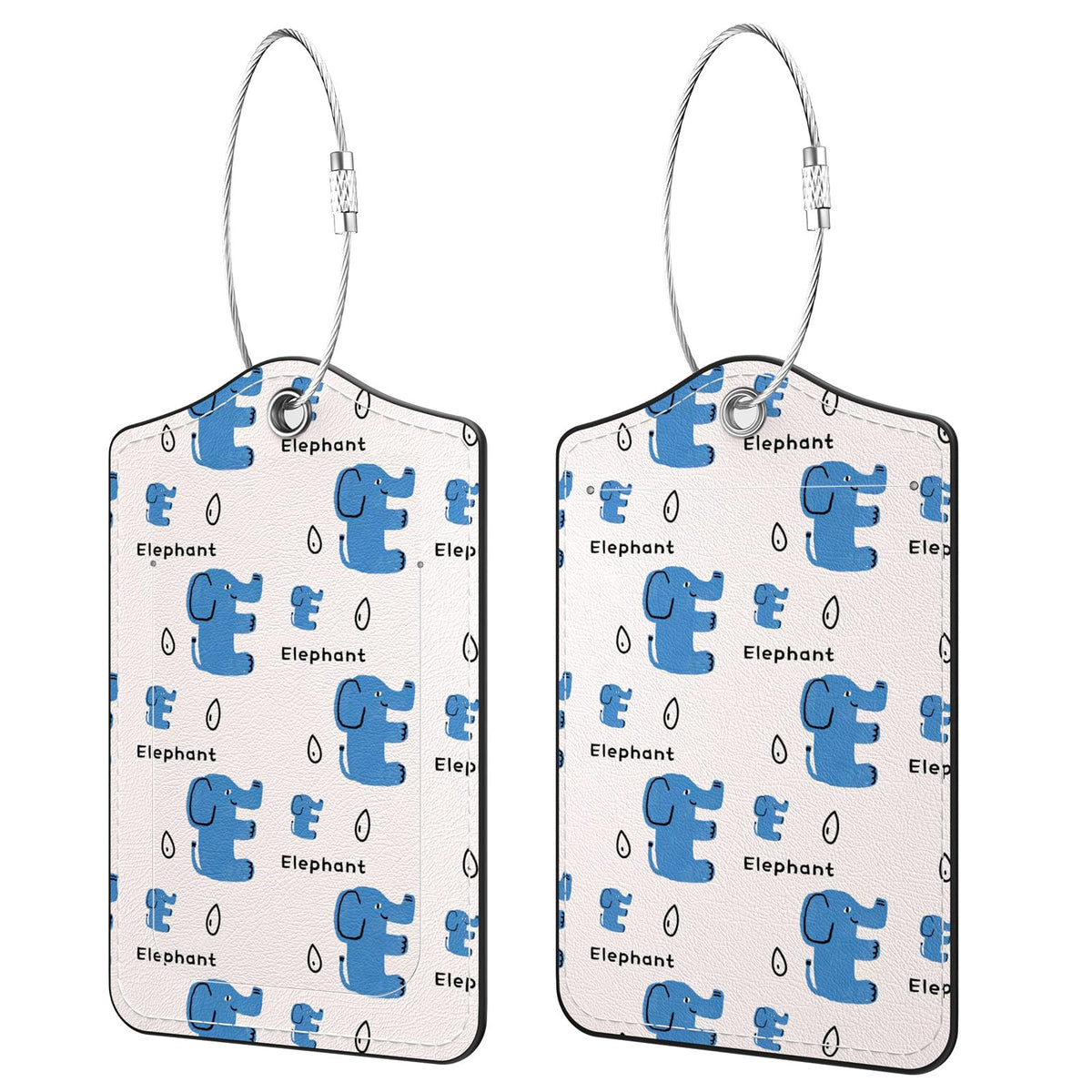 2 Pack PU Leather Luggage Tags for Suitcases, Black Gold Marble