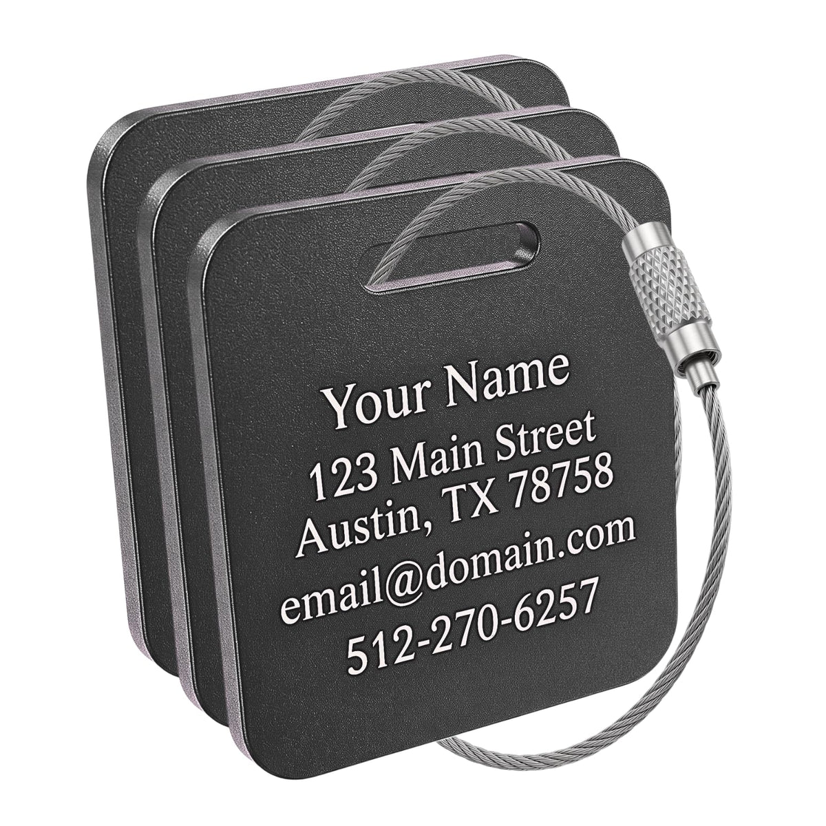Custom Metal Luggage Tags (3 or 6 Pack) - Personalized Unique Suitcase & Backpack Travel, Durable, Waterproof & Heavy Duty (Orange)